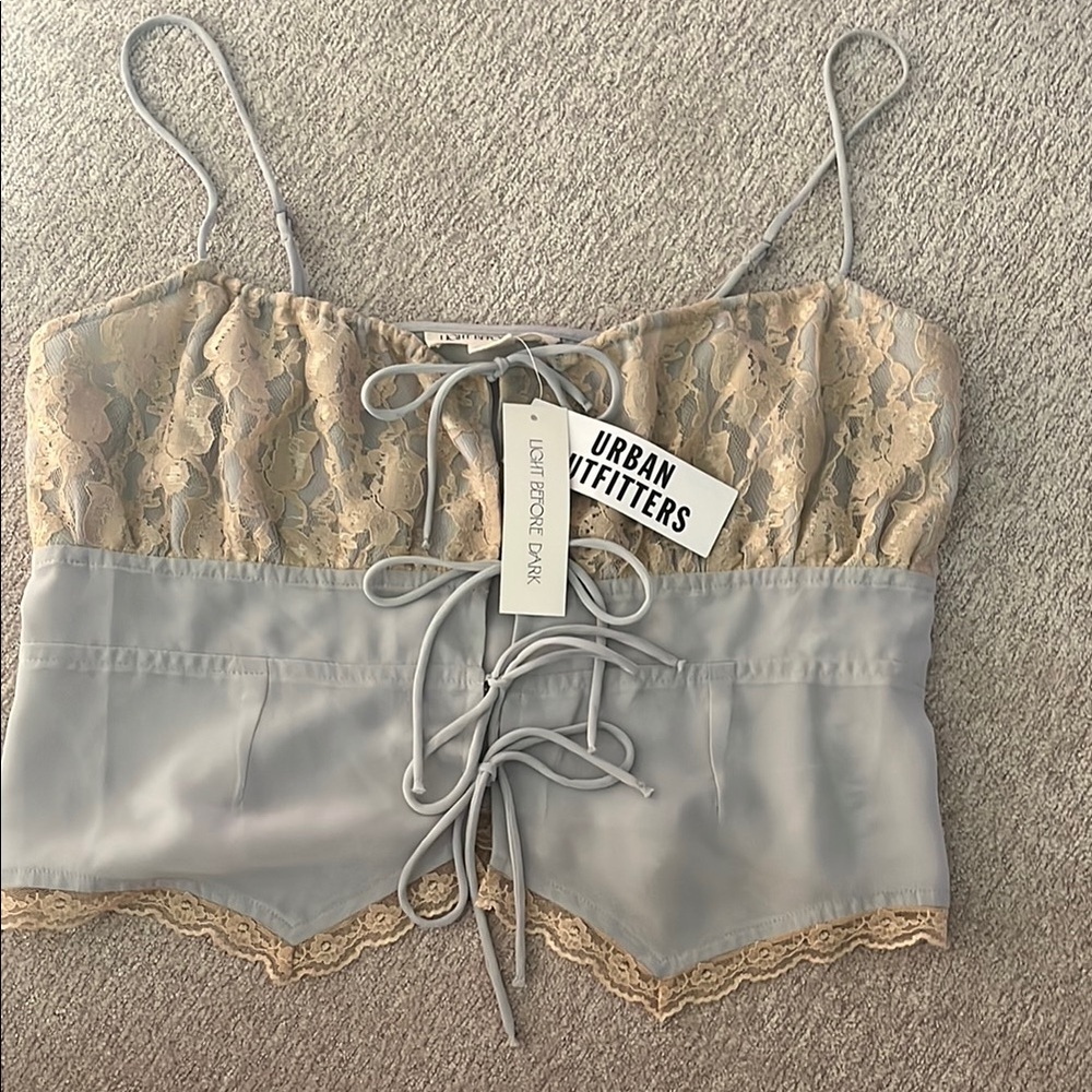 Urban Outfitters Lace Trim Camisole - Beige and Light Blue